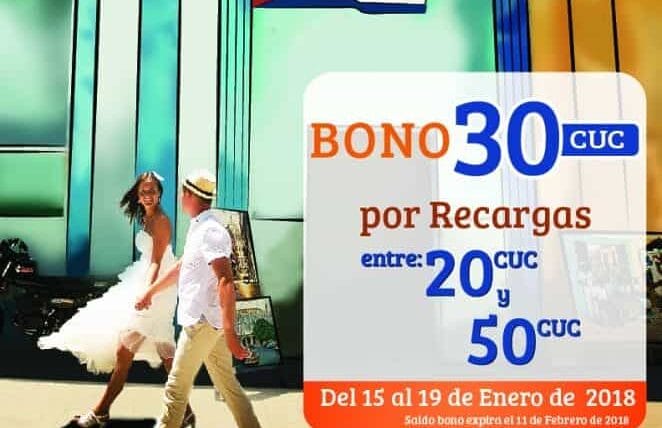 Promoción Cubacel Bono 30CUC Enero/2018