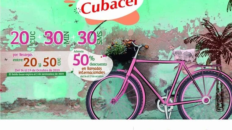Llega la oferta Cubacel de octubre con un bono de 20 CUC, 30 MIN y 30 SMS