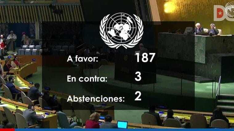 Cuba le gana a Estados Unidos 187 a 3 en su pulseo anual ante la ONU