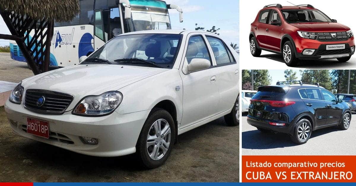 Lista comparativa de los precios de los autos en Cuba con sus costos en