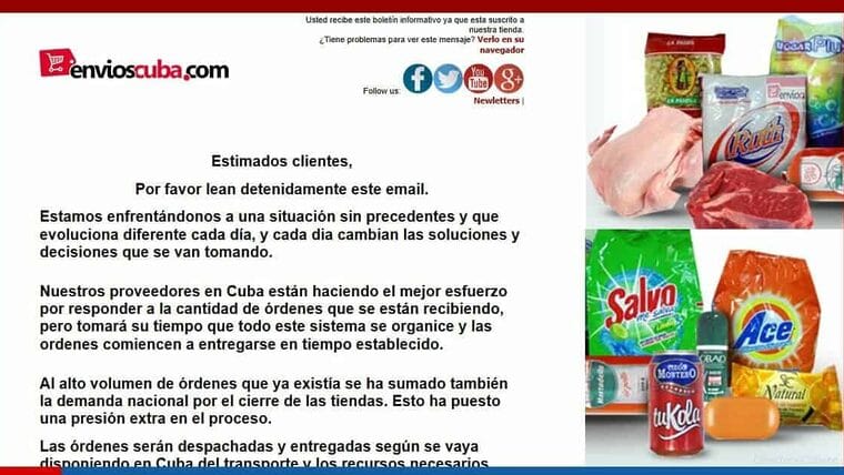 EnviosCuba pide paciencia a clientes que realizaron compras online