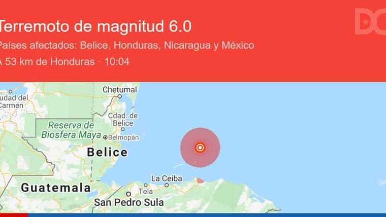 Sismo de magnitud 6.0 se deja sentir en áreas del Mar Caribe