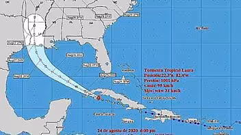 Laura se aproxima a la costa sur de Artemisa y el este de Pinar del Río