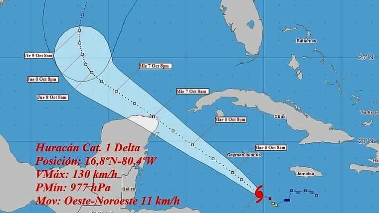 Delta continúa ganando en intensida con vientos de 130 km/h
