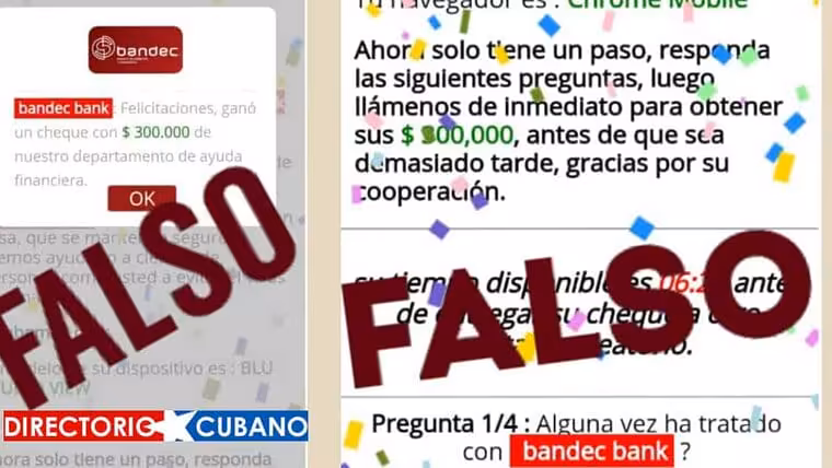 Bandec denuncia publicación falsa sobre entrega de supuesto cheque a clientes