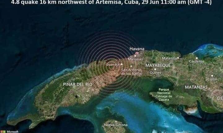Sismo de 5 grados en la escala Richter al occidente de Cuba