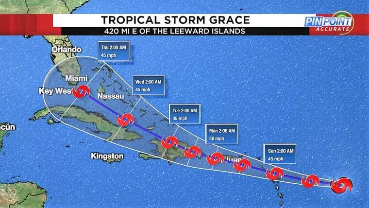 Se forma la Tormenta Tropical Grace y también va rumbo a Cuba