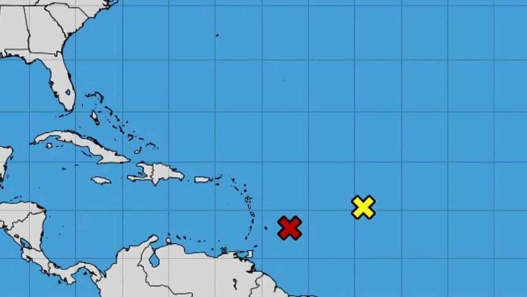 Formación de ciclones en el Atlántico: dos perturbaciones se encaminan a Cuba