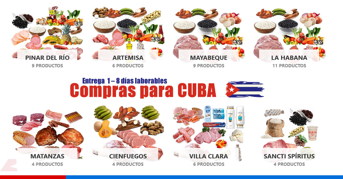 Comprar online combos de comida para enviar a Cuba