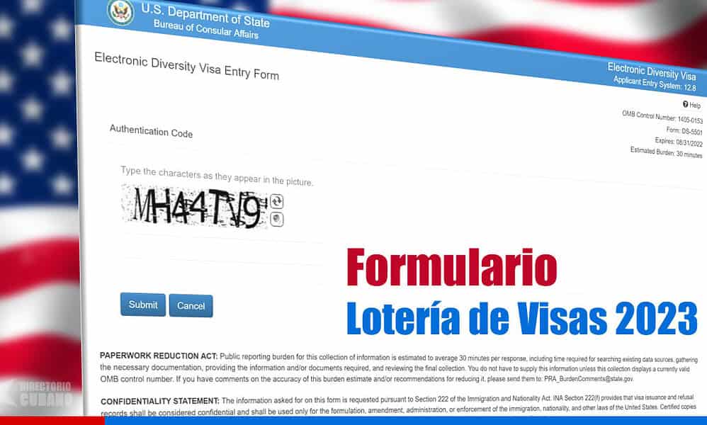 Instrucciones para llenar formulario de Lotería de Visas 2023