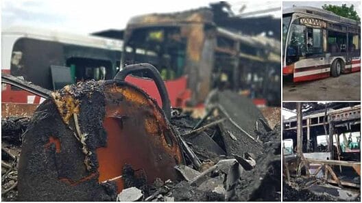 Tres guaguas incendiadas en Santa Martha, Cárdenas