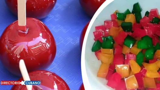 Frutos confitados: manzana y frutabomba