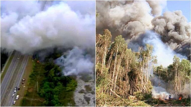 Gran incendio forestal cerca de los condados de Miami Dade y Broward