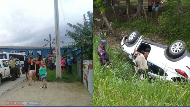 Tren impacta contra carro de turismo en Sancti Spíritus, reportan usuarios