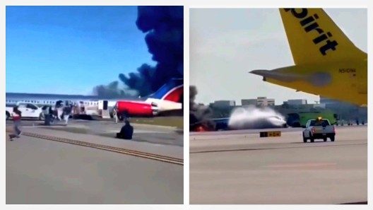 Se incendia avión con más de 100 pasajeros al aterrizar en Miami