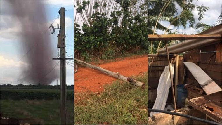 Se forma tornado en las cercanías de Güira de Melena