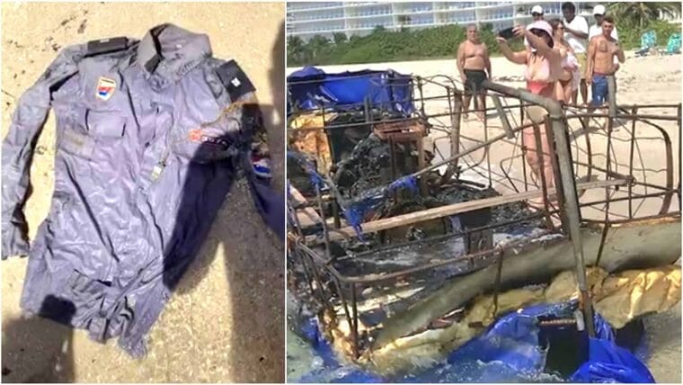 Llega a Miami uniforme de policía cubano en una balsa quemada