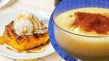 Piña: asada con ron, y en crema dulce