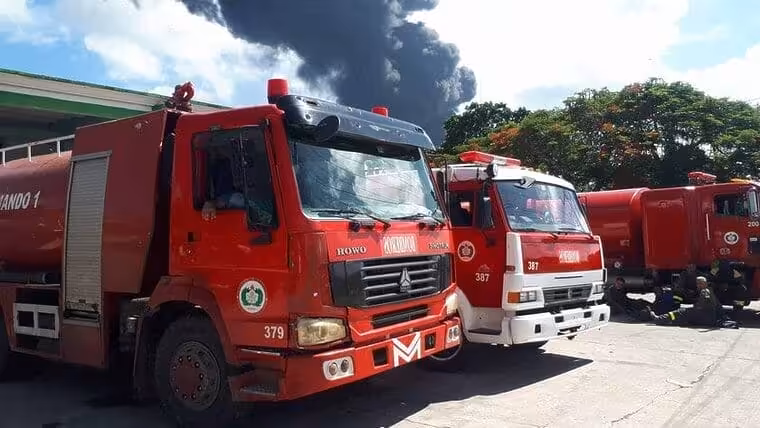 apagar el incendio en Matanzas