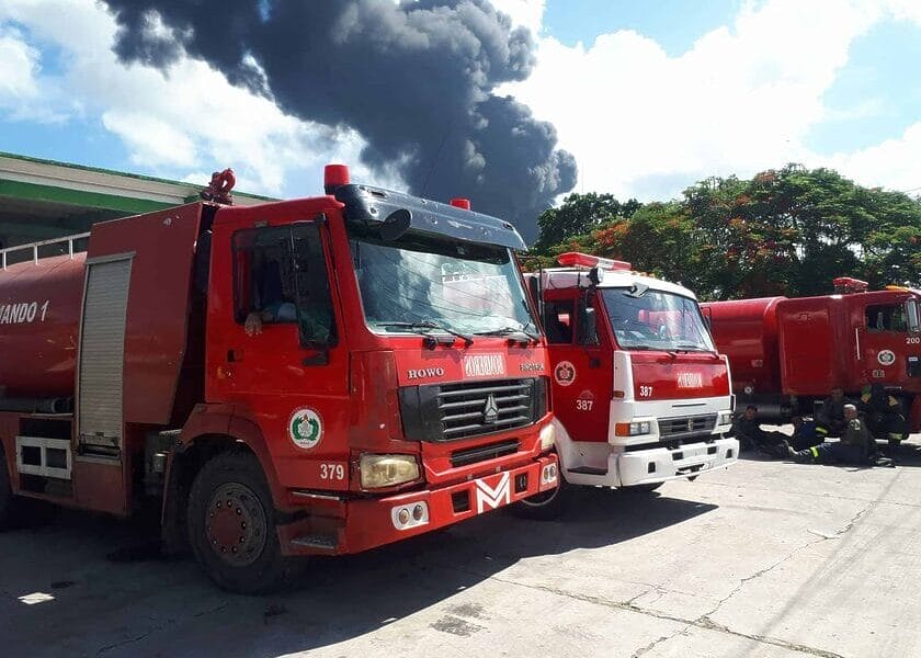 apagar el incendio en Matanzas