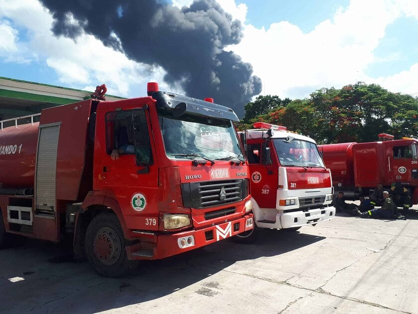 apagar el incendio en Matanzas