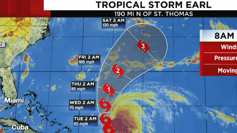 Atención: la tormenta Earl gira hacia Bermudas