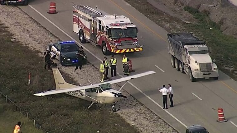 Avioneta realizó aterrizaje de emergencia en popular vía de Miami