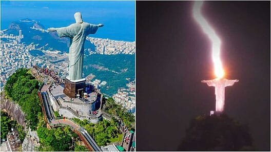 Cristo Redentor de Brasil sufre impacto de un rayo