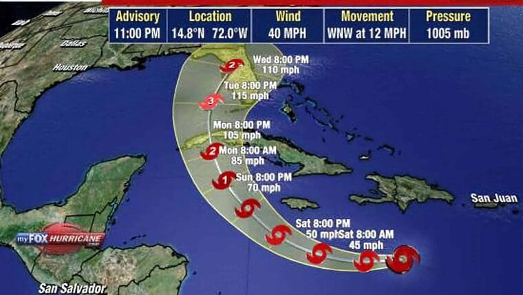 Alerta por huracán se dará ahora con 7 días de antelación por el Centro Nacional de Huracanes