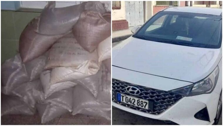 Arrestan a cubano por transportar sacos de café y azúcar en un auto de turismo