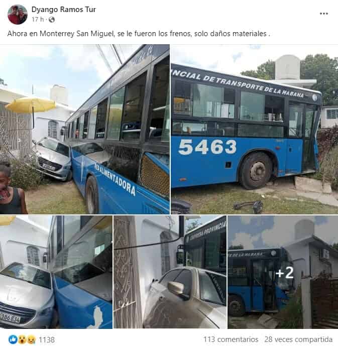 Ómnibus choca contra una casa en La Habana