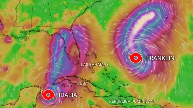 Tormenta Tropical Idalia con lento movimiento y Franklin continúa fortaleciéndose