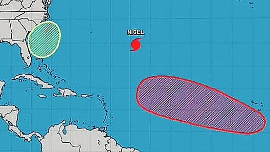 Huracán Nigel se intensifica en el Atlántico central. Nuevo sistema pudiera formarse cerca de Florida