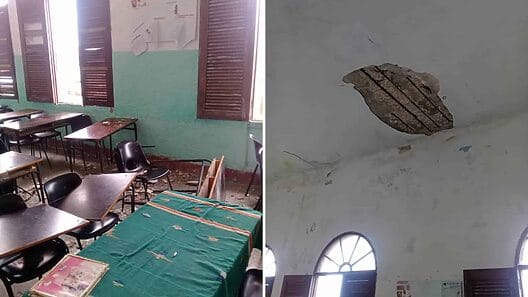 Se cae pedazo del techo en escuela cubana: un menor sale lesionado