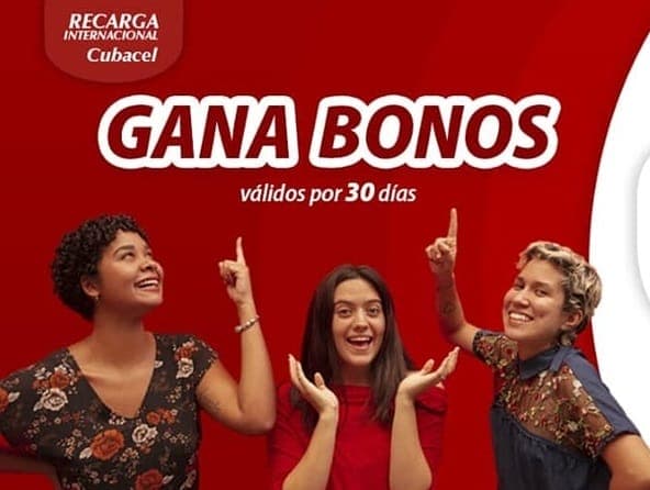 Del 22 al 30 de noviembre, si recibes una recarga entre 500 y 1250 CUP, ganas bonos, válidos por 30 días de: 30 GB (todas las redes) + 100 Min + 80 SMS + internet ILIMITADO de 12:00 a.m. a 7:00 a.m.