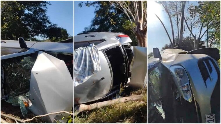 Así fue el accidente en la Carretera Central que dejó destrosado un auto de turismo