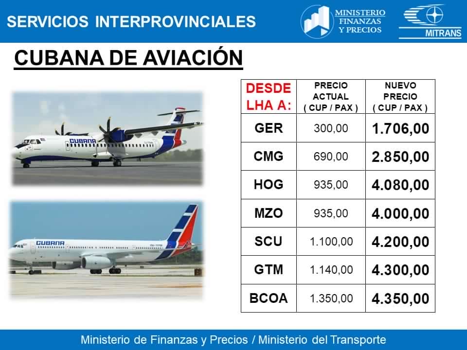precios vuelos nacionales 2024 cuba