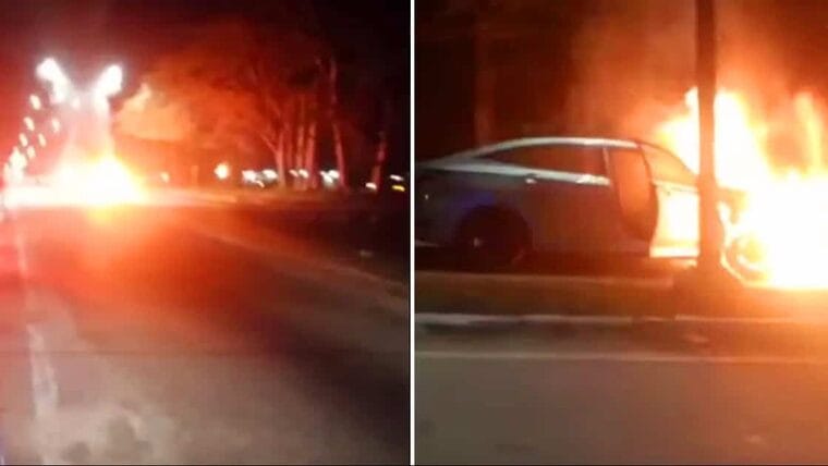 Se incendia auto de turismo en importante avenida de La Habana