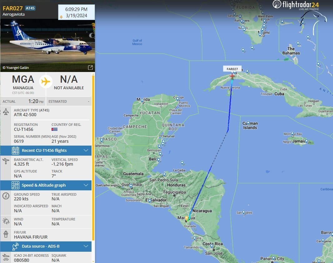 vuelos aviones cubanos nicaragua