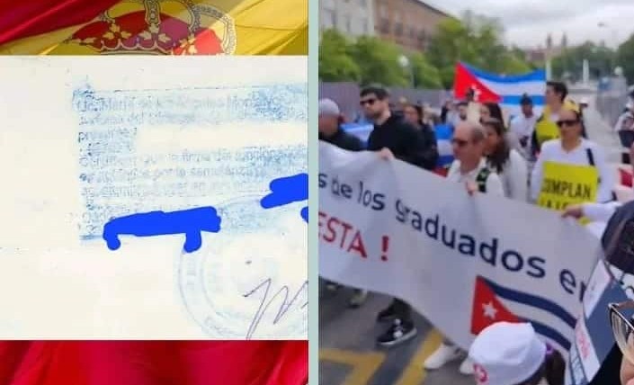 Manifestación de cubanos en España: denuncian paralización del reconocimiento de sus títulos