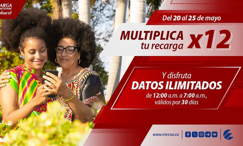 Etecsa multiplica tu saldo por 12 y regala datos ilimitados en su nueva oferta internacional