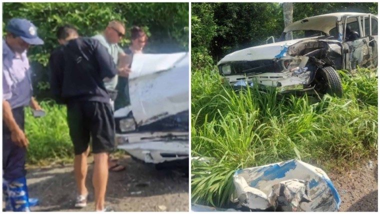 Dos moskvitch chocan de frente en la carretera central