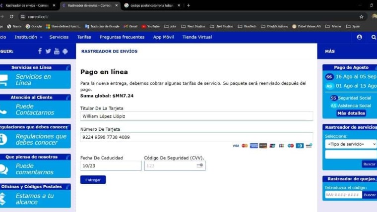 Atención clientes de Correos de Cuba: sitio web falso suplanta identidad para estafar