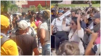 Cubanos se unen y protestan ante las nuevas exigencias de visa frente a la Embajada de Colombia en La Habana