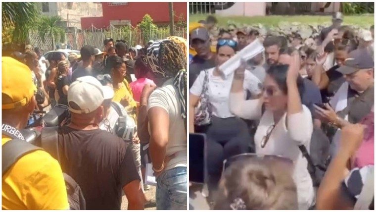 Cubanos se unen y protestan ante las nuevas exigencias de visa frente a la Embajada de Colombia en La Habana