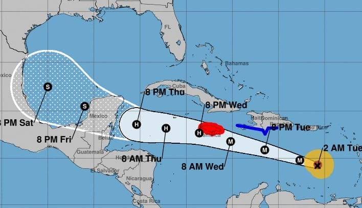 cono trayectoria beryl cuba hoy