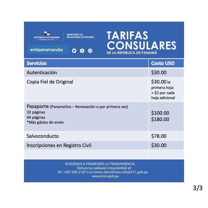 precios trámites panamá cuba