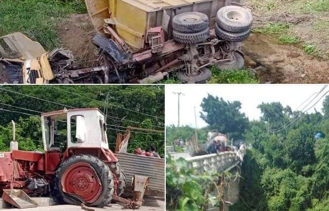 Nuevo accidente en Cuba: camión se precipita al vacío tras impactar tractor
