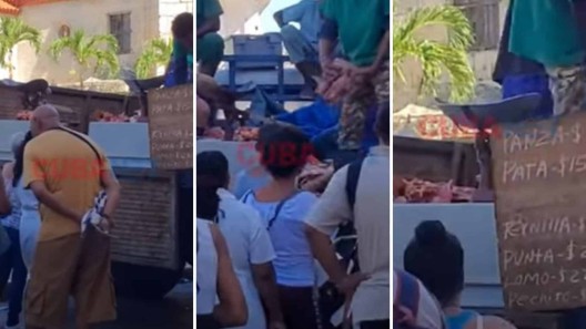 Venta de huesos, pata y panza de res para el cubano en feria agropecuaria