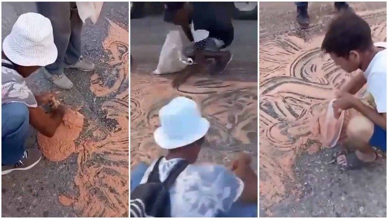 Cubanos recogen picadillo derramado en plena calle